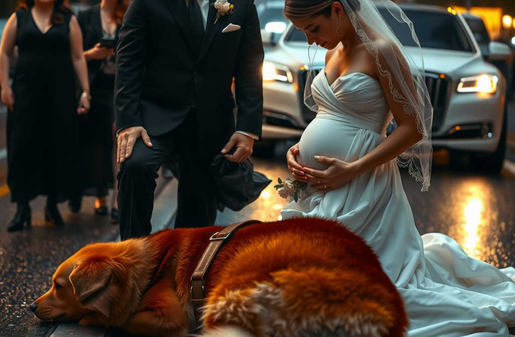 Ślubna parada ledwo zatrzymała się przy psie. Kto by się tego spodziewał?