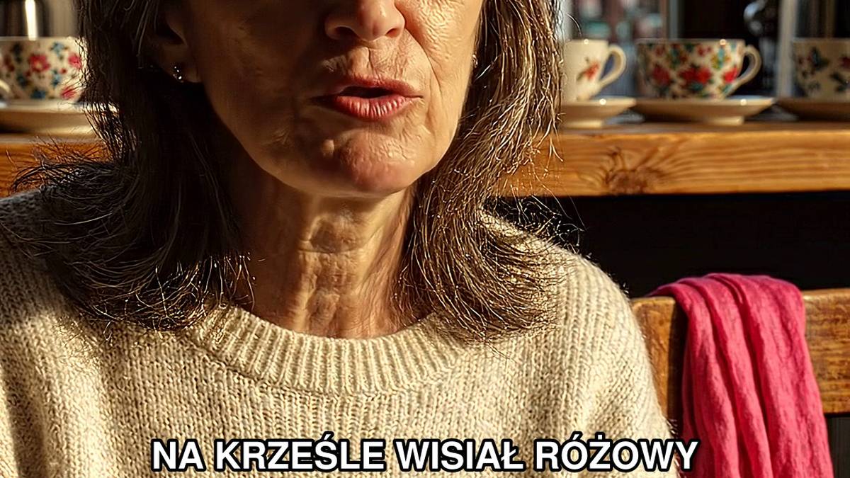 Różowy szal na krześle