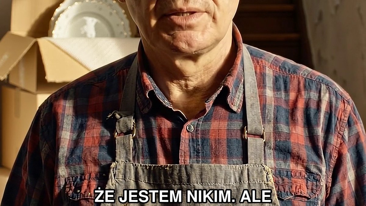 # Szary fartuch z lumpeksu za dziewięć złotych